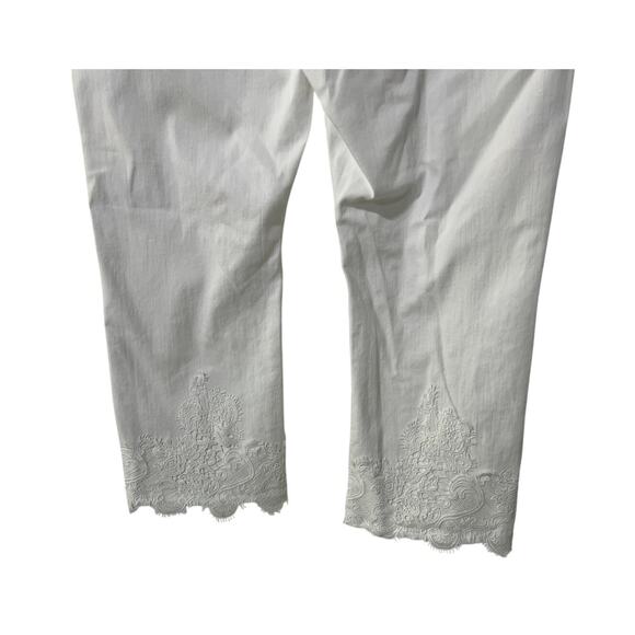 LIVERPOOL WOMENS 16 HANNAH CROP FLARE LACE HEM STRETCH DENIM JEAN WHITE NEW - Picture 7 of 11